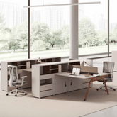 Galaxy-C Modern Metal Frame Office Desk Workstation with Tall Return Partition Cabinet